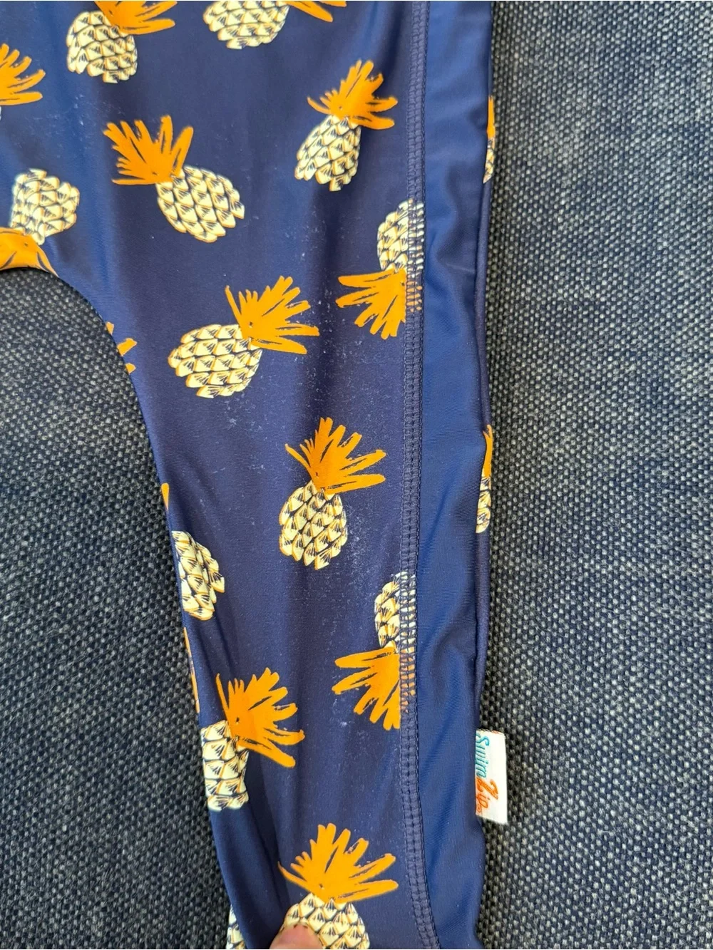 Navy Blue Pineapple Swimzip Full Body Swimsuit Long Sleeve Pants 18-24m UPF 50